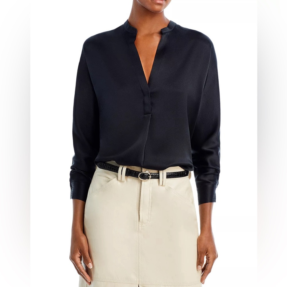Vince
Silk Banded Collar Blouse